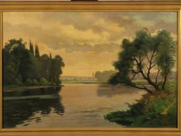 Bords De Moselle Oil Painting by Albert Marks