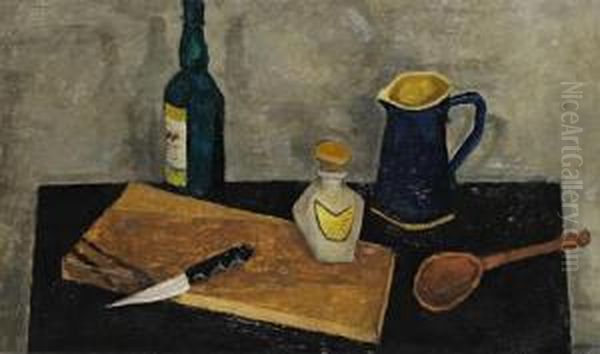 Still Life With Chopping Board And Utensils Oil Painting by Claude Marks