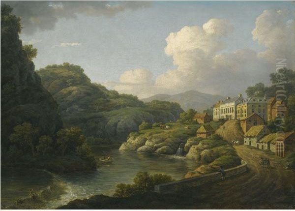 View Of Matlock, Derbyshire Oil Painting by William Marlow