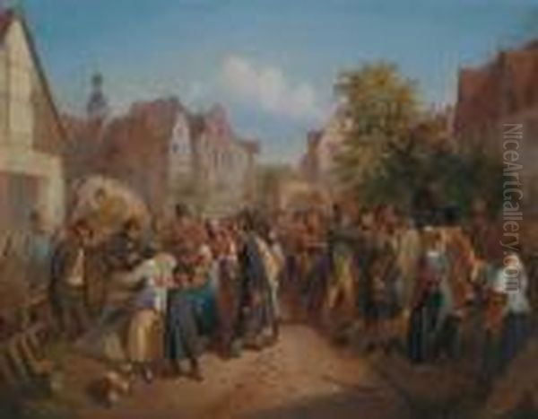 Market Day Oil Painting by Ferdinand Marohn