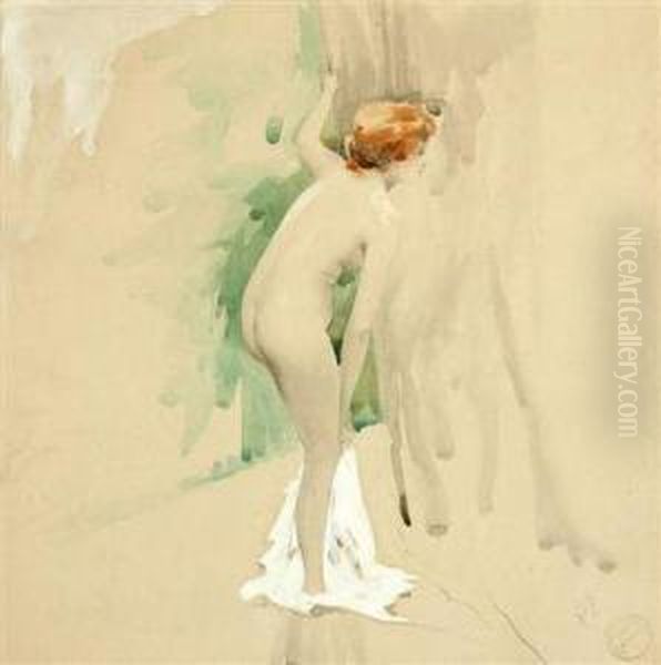 A Nude Girl Oil Painting by Ludwig, Ludek Marold