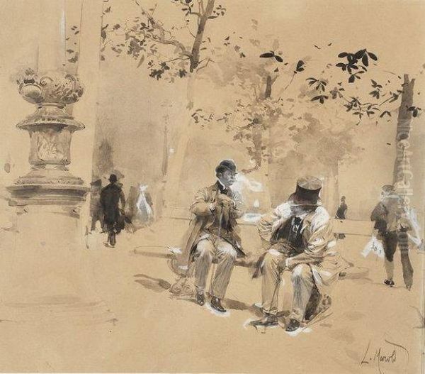 Hommes De Qualite Dans Un Parc Oil Painting by Ludwig, Ludek Marold