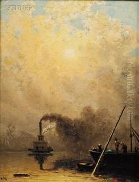 The Steamboat Oil Painting by William Lewis Marple