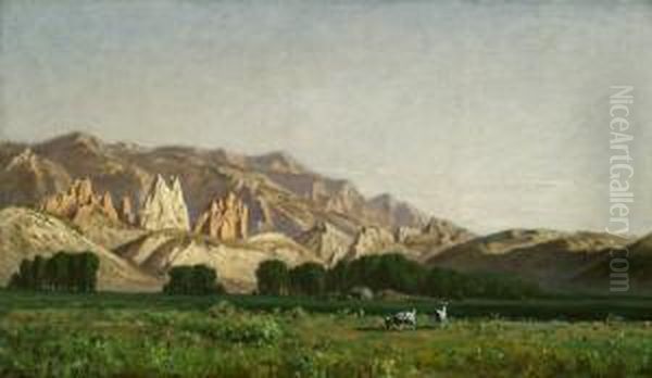 Southwest Mountain Range Oil Painting by William Lewis Marple