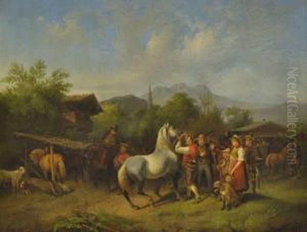 Rossmarkt Oil Painting by Joseph Heinrich L. Marr