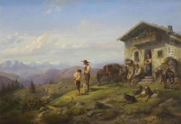 In Erwartung. Oil Painting by Joseph Heinrich L. Marr