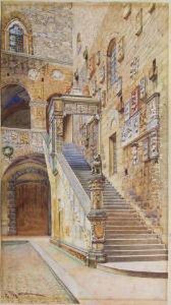 Entrance To The Bargello, Florence Oil Painting by A. Marrani