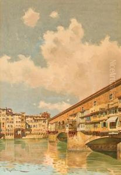 The Ponte Vecchio, Florence Oil Painting by A. Marrani