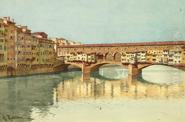 Ponte Vecchio Oil Painting by A. Marrani