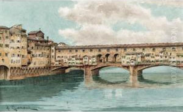 The Ponte Vecchio Oil Painting by A. Marrani