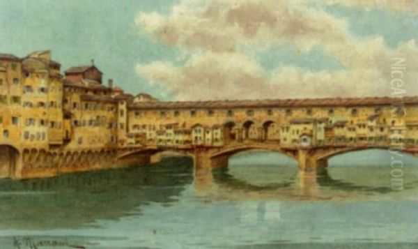 Ponte Vecchio Oil Painting by A. Marrani