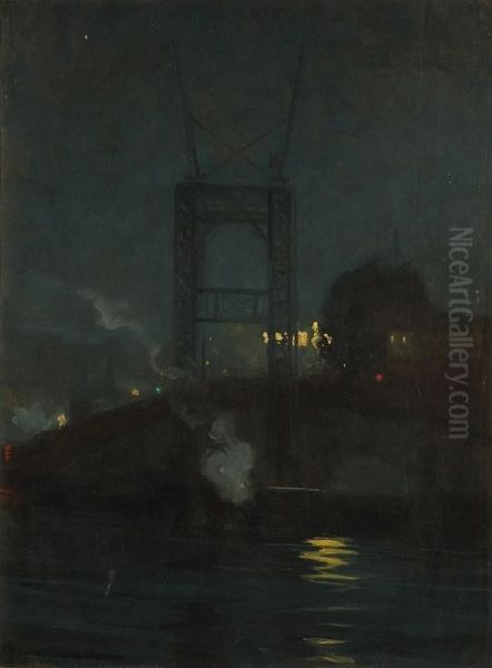 The Harbour Bridge Oil Painting by Archibald Marriott Woodhouse