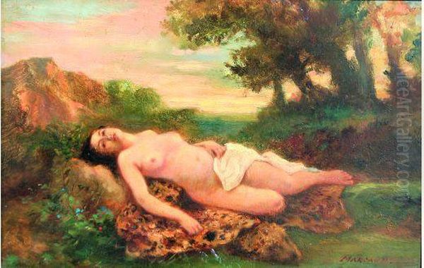  Jeune Fille Allongee Dans Un Paysage  Oil Painting by Alfred Marsaud