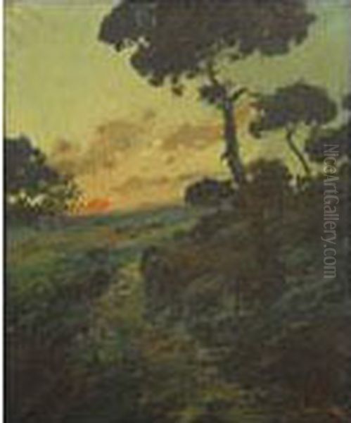 Paisaje Alatardecer Oil Painting by Janos Marschalko