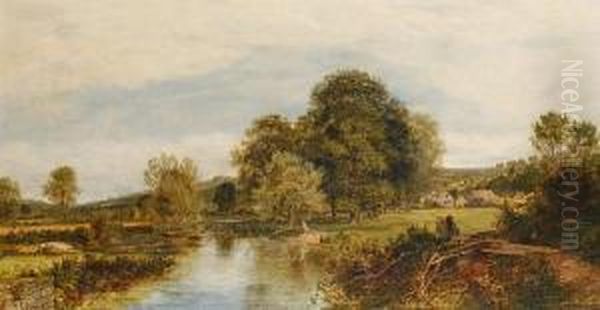 A Quiet Day, Ditchford Mill Stream,worcestershire Oil Painting by Charles Marshall