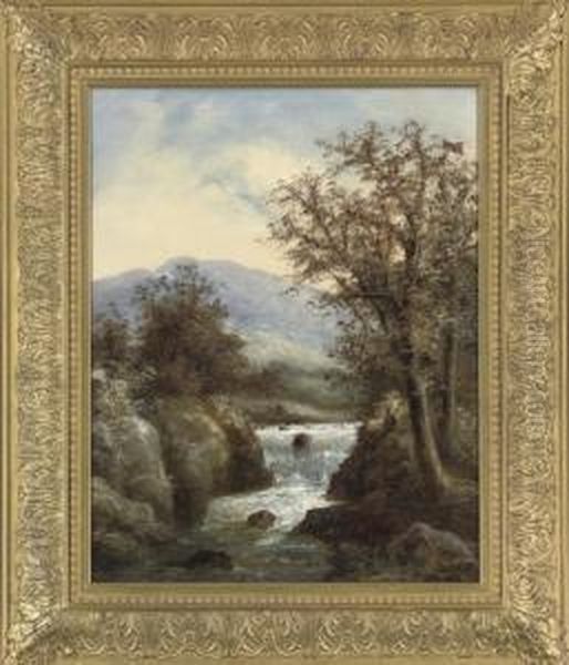 Fishing In A Rocky River Oil Painting by Clark S. Marshall