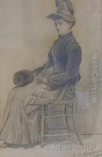 Portrait Of A Seated Woman. Oil Painting by Frank Howard Marshall