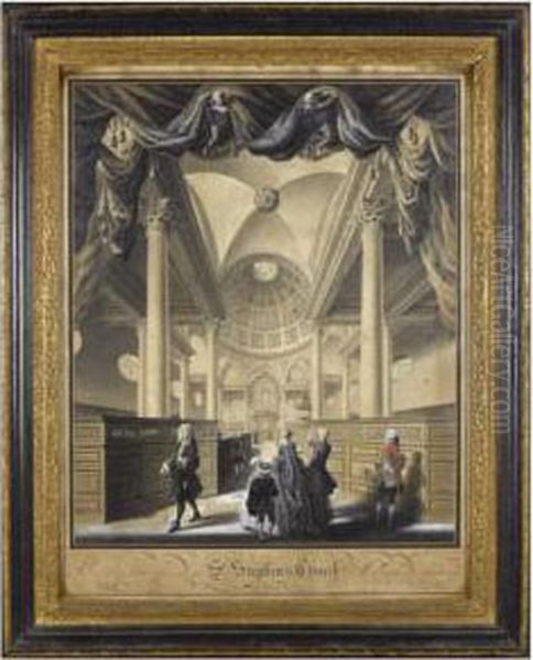 Perspective View Of The Inside Of St Stephens Church In Walbrook,london Oil Painting by George Marshall