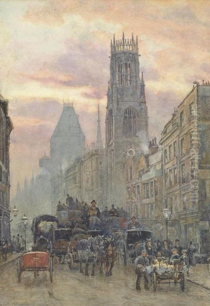 Fleet Street Oil Painting by Herbert Menzies Marshall