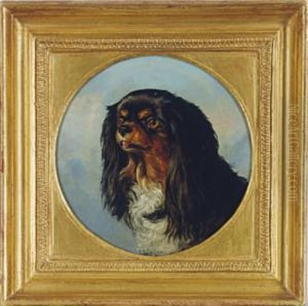 Portrait Of A Cavalier King Charles Spaniel Oil Painting by William Elsob Marshall