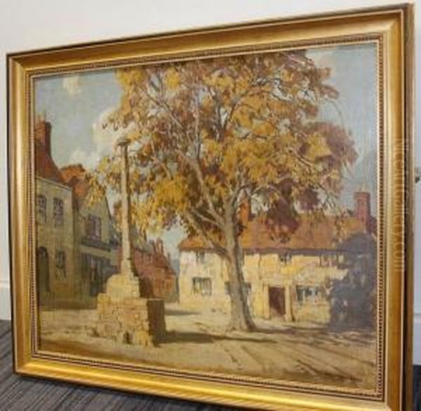 The Old Village Monument Oil Painting by Freda, Nee Clulow Marston