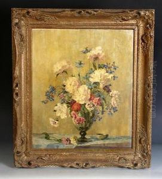 A Vase Of Flowers Oil Painting by Freda, Nee Clulow Marston