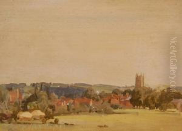 Somerset Village Scene Oil Painting by Freda, Nee Clulow Marston