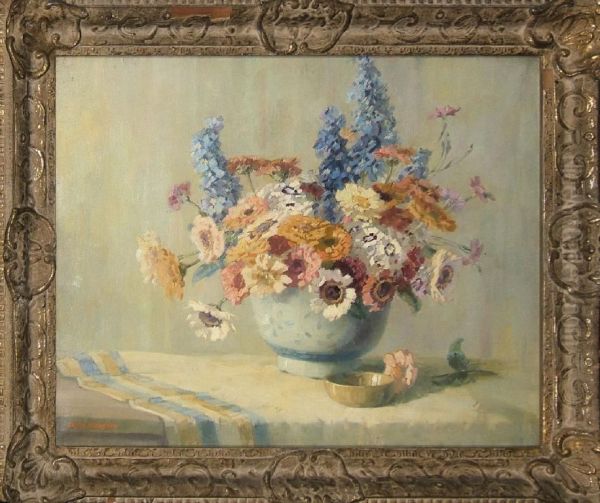 A Mixed Bunch Oil Painting by Freda, Nee Clulow Marston