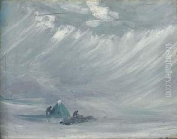 Sledging Camp In A Blizzard by George Edward Marston