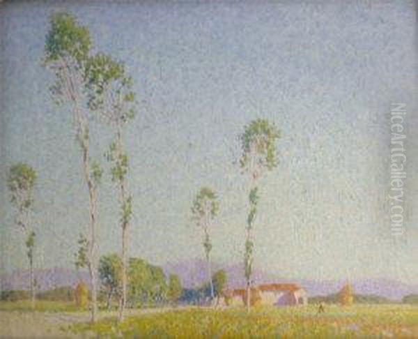 Landscape With Trees, Buildings And Hills Oil Painting by Reginald St. Clair Marston