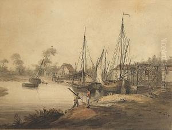 At Faversham, A Pair Oil Painting by John Marten Of Canterbury