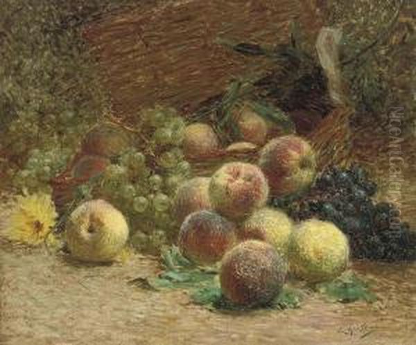 Peaches And Grapes Oil Painting by Ernst Edouard Martens