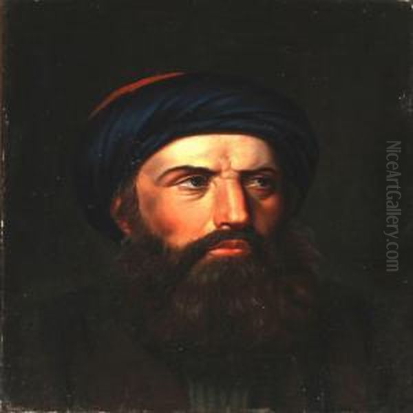 A Gentleman With Beard And Turban Oil Painting by H.D.C. Martens