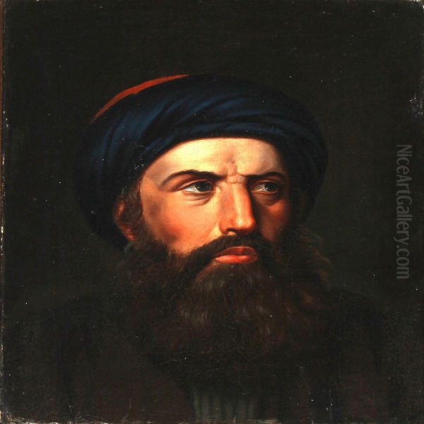 A Gentleman With Beard And Turban Oil Painting by H.D.C. Martens