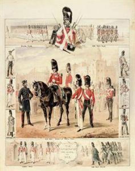 The Infantry Of The Guard: Studies Of Grenadier Guards, Scotsfusilier Guards And Coldstream Guards Oil Painting by Henry Martens