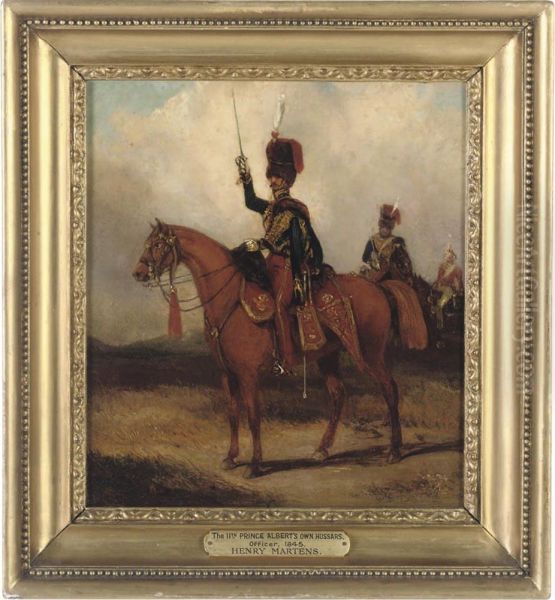 An Officer Of The 11th Prince Albert's Own Hussars Oil Painting by Henry Martens