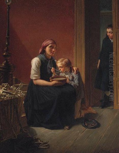 The Hot Soup Oil Painting by Friedrich Wilhelm Heinrich Martersteig