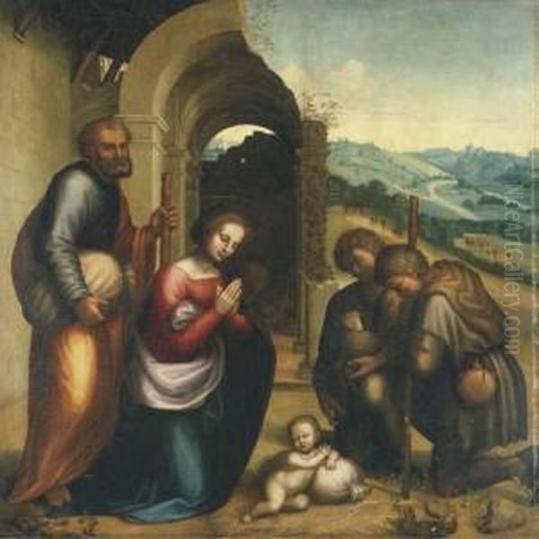 L'adoration Des Bergers by Agostino Marti