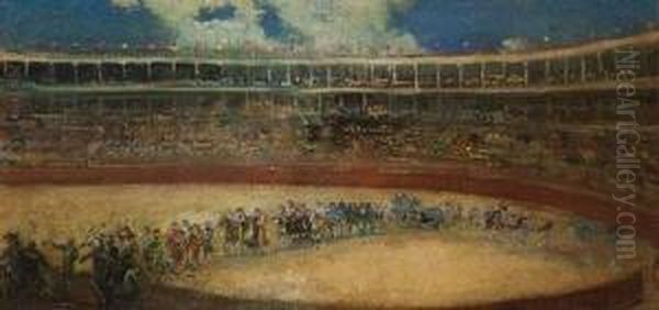 Corrida De Toros Oil Painting by Ricard Marti Aguilo