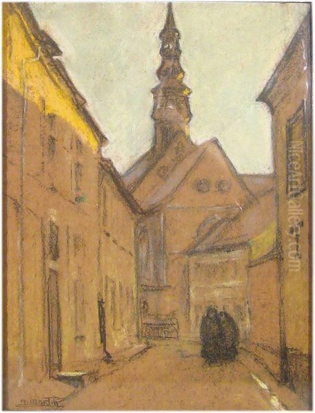 Ruelle Et Chapelle Du Beguinage A Tongres Oil Painting by Alfred Martin