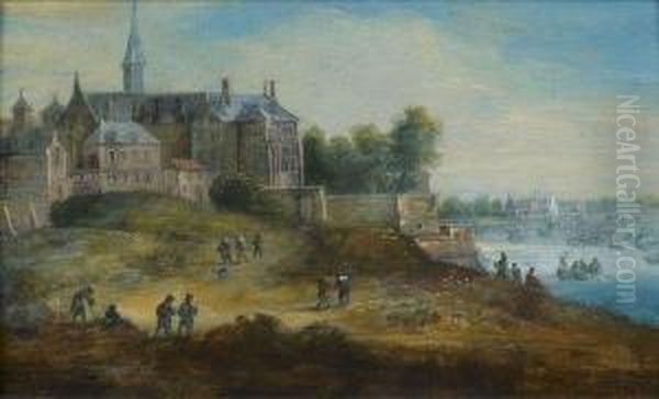 Paysage Avec Le Chateau De La Roche Guyon Oil Painting by Martin Andreas Reisner