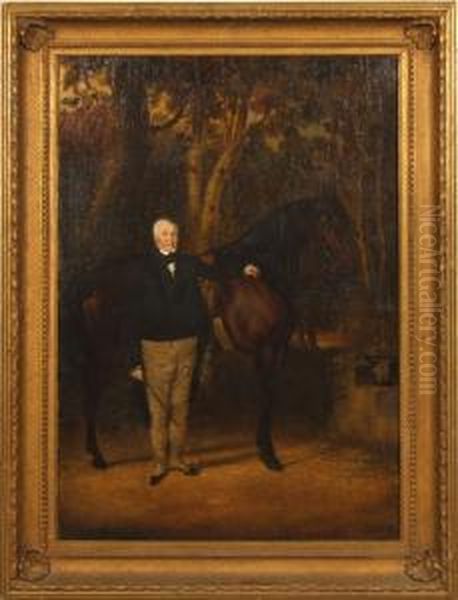 Gentleman With Horse Oil Painting by Anson A. Martin