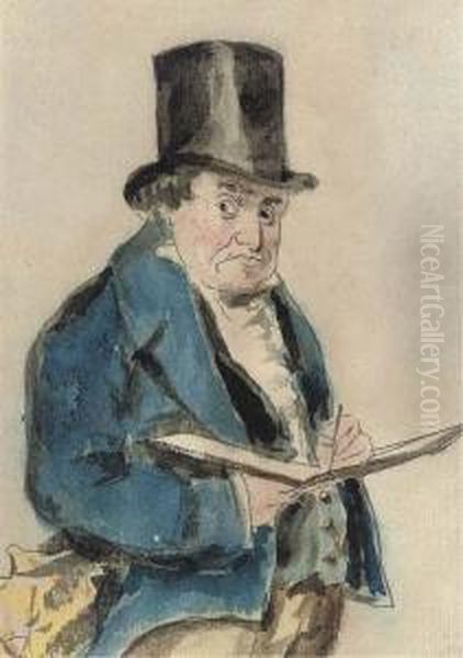 Portrait Of Joseph Mallord William Turner, R.a. (1775-1851), Three-quarter-length, In A Blue Coat And Top Hat Oil Painting by Charles Martin