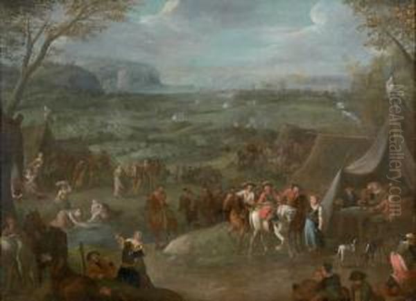 Scene De Campementmilitaire Oil Painting by Jean-Baptiste Martin Des Batailles