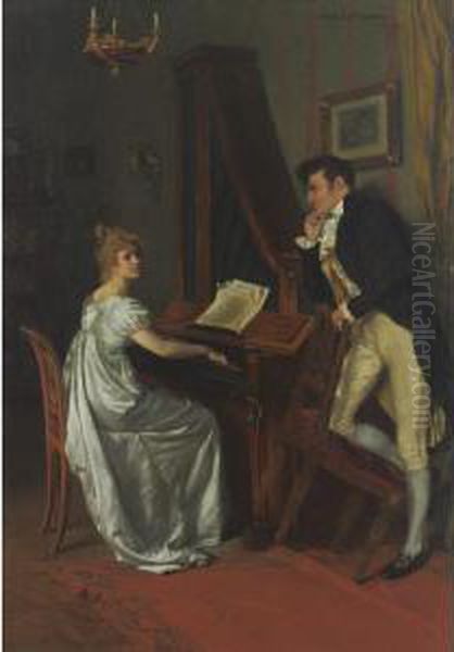 The Music Lesson Oil Painting by Fritz Martin