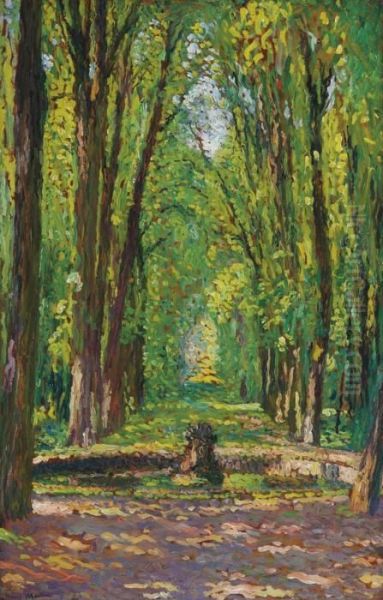 Allee Dans Le Parc Du Chateau De Versailles Oil Painting by Henri Martin