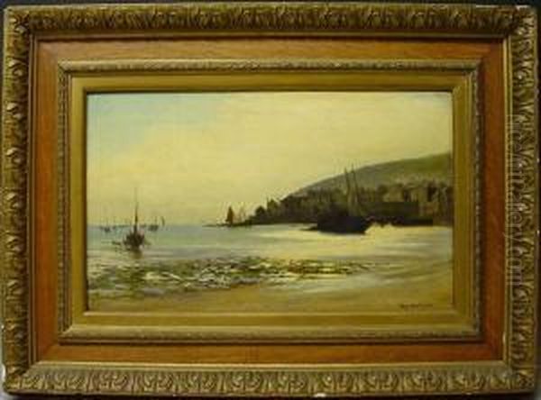 Boote Im Hafen Von Newly - Grafschaft Cornwall Oil Painting by Henry Martin