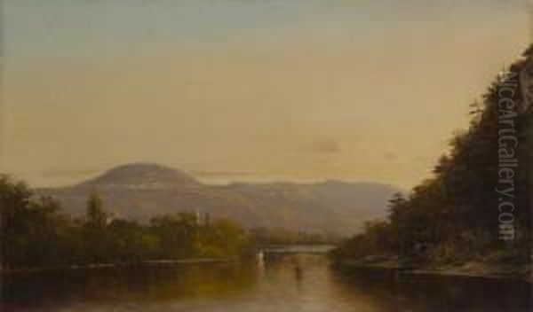 Dusk On The Lake Oil Painting by Homer Dodge Martin