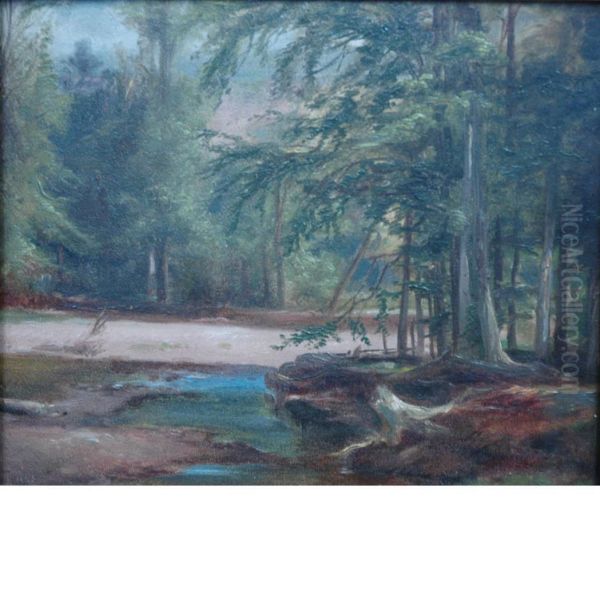 Wooded Landscape Oil Painting by Homer Dodge Martin