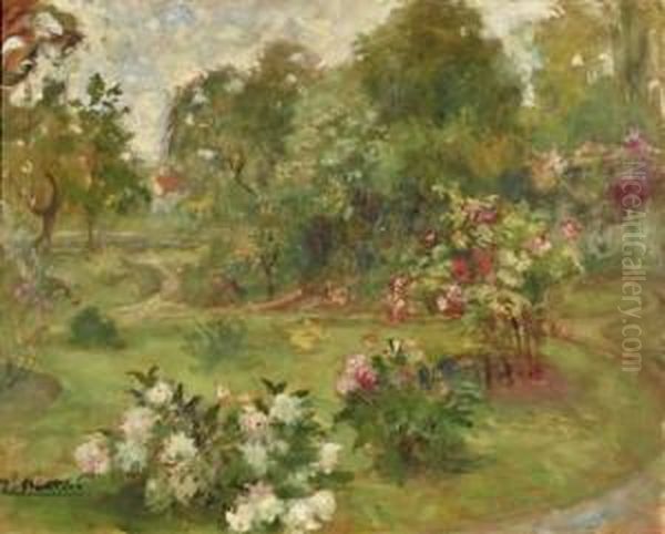 Le Jardin Devant Sa Maison Oil Painting by Jacques Martin